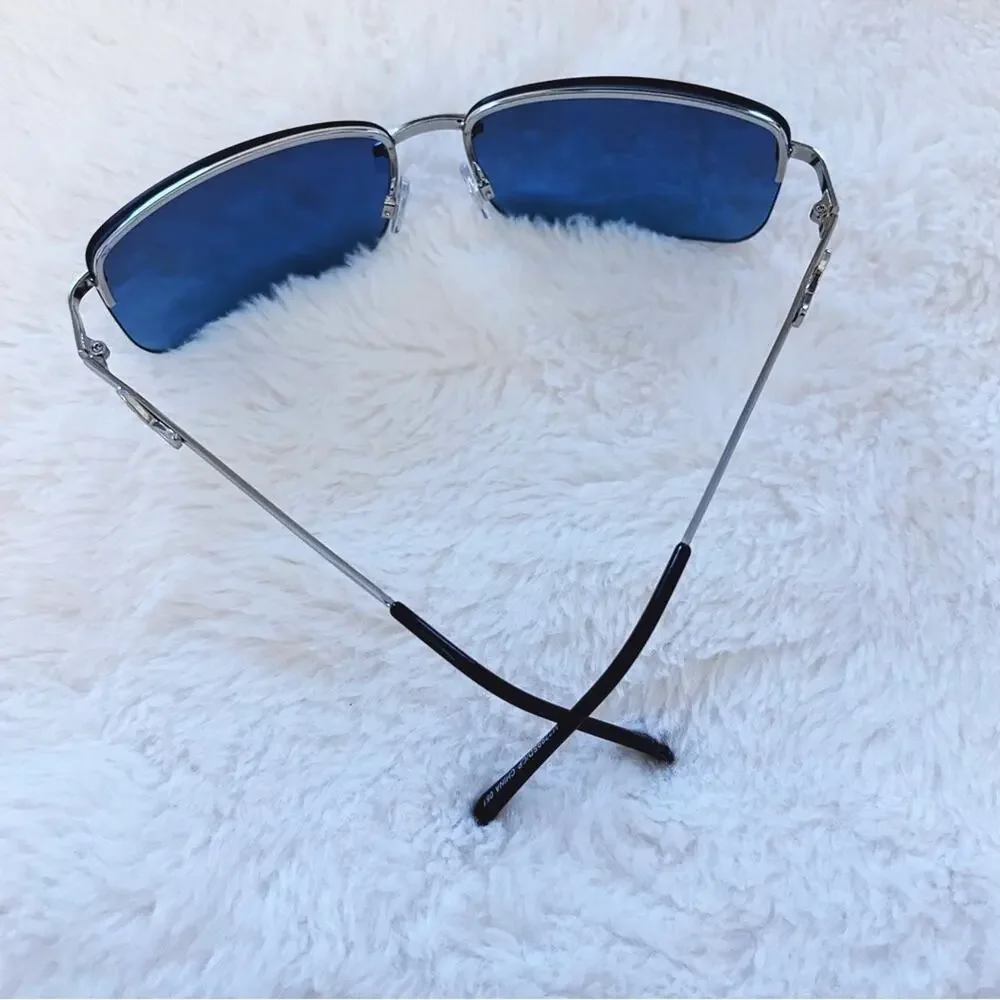 Delia Blue Rimless Butterfly Accent Sunglasses
